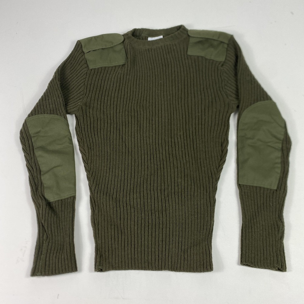 DSCP Valor Collection Sweater Mens Medium Green Wool Crewneck Epaulette Military
